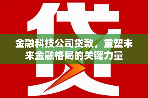 泾县金融科技公司贷款，重塑未来金融格局的关键力量