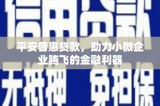 永宁平安普惠贷款，助力小微企业腾飞的金融利器