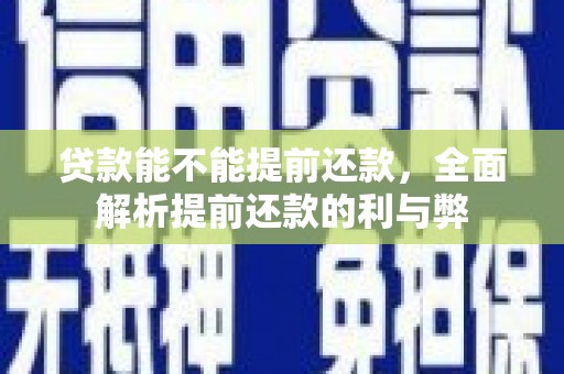 修水贷款能不能提前还款，全面解析提前还款的利与弊